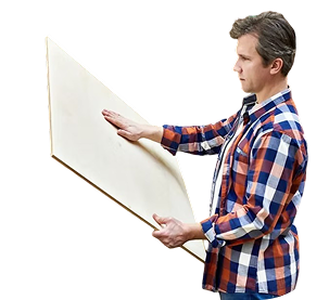 Craftsman holding a panel